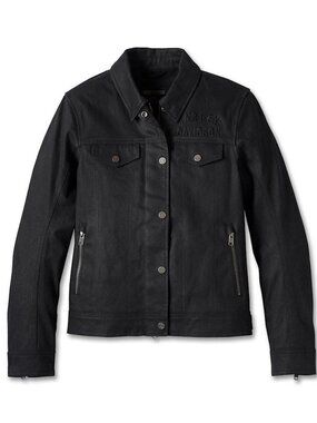 Harley Davidson WOMEN's Trucker Riding Jean Jacket Black New - NWT Size S